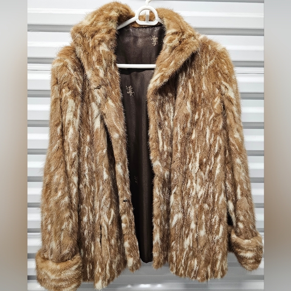 AUTHENTIC VINTAGE GLAM MOTTLE MINK FUR JACKET SIZE SMALL-MEDIUM - Picture 5 of 7